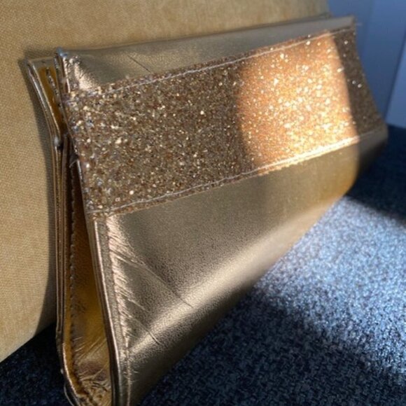 Vintage 70s Disco Shiny GOLD Glitter Sequin Clutch Purse Handbag - Picture 10 of 12